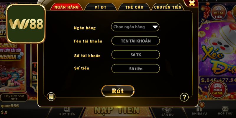 Hướng dẫn rút tiền Wi88 ở 2 kênh thanh toán cơ bản